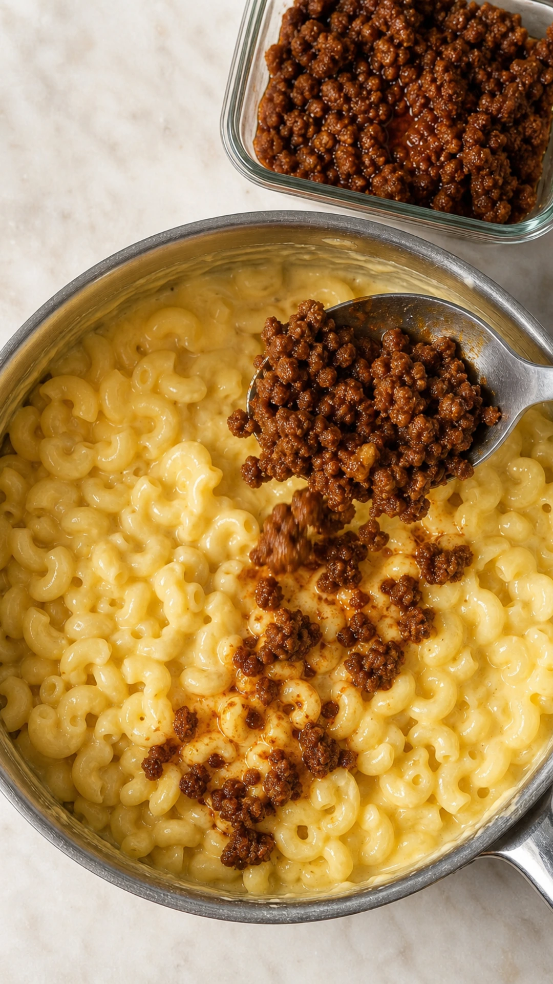 Step photo: add leftover chili polished