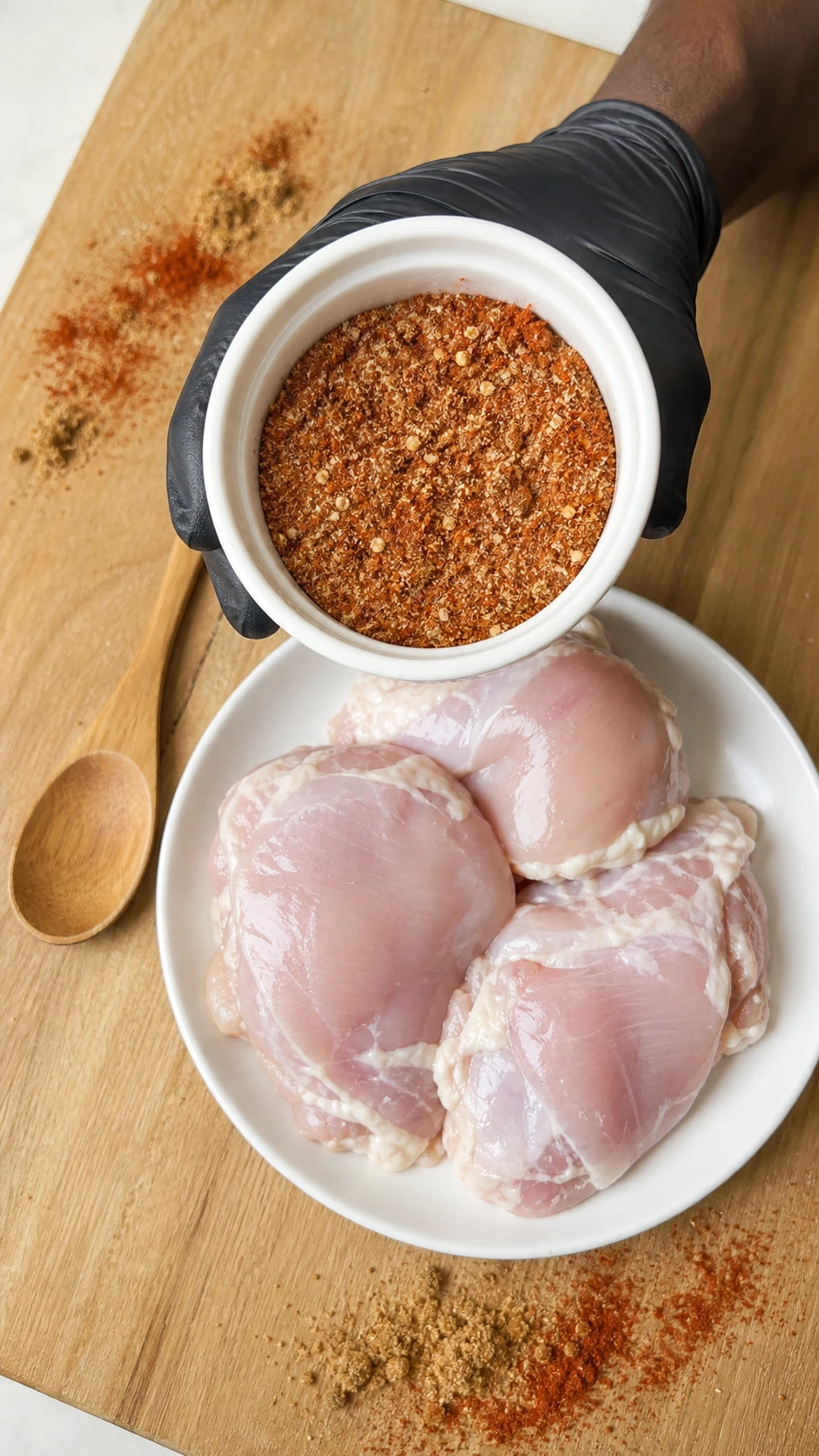 Step photo: season chicken polished