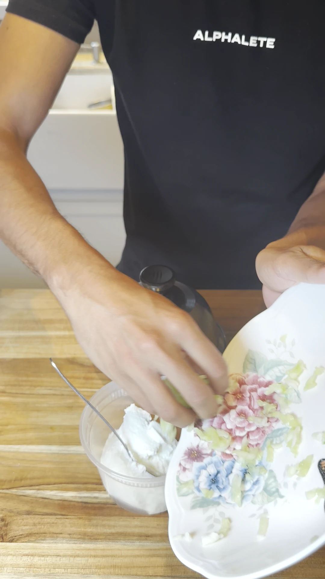Step photo: add drained cucumber