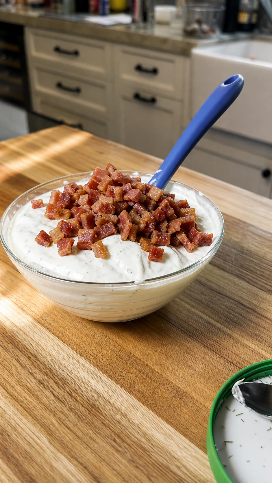 Step photo: fold bacon bits polished