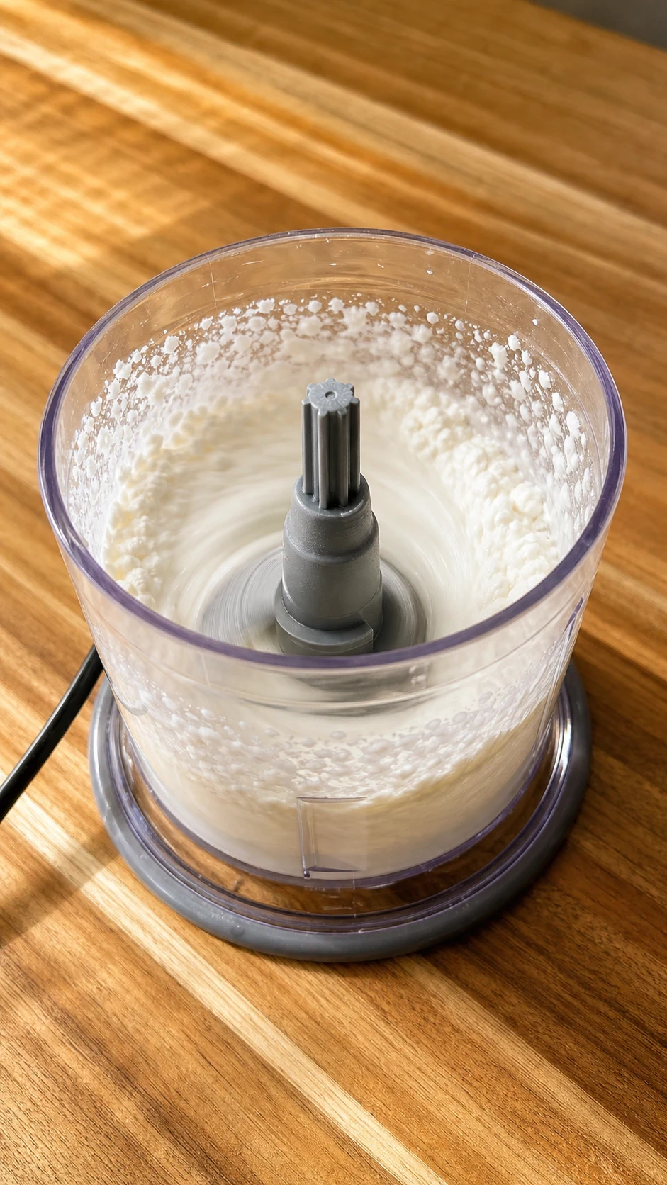 Step photo: blend cottage cheese polished