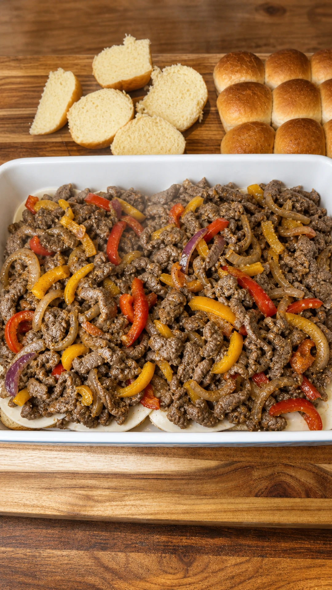 Step photo: beef filling layer polished