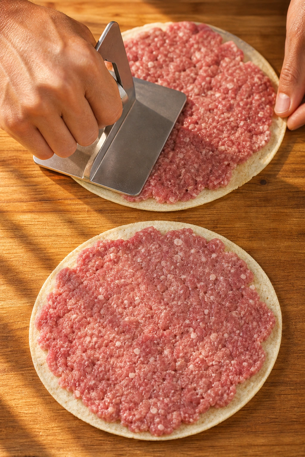 Step photo: smash beef thin polished