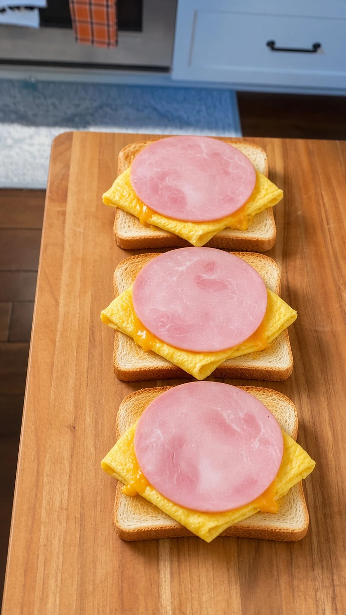 Open-Faced Ham, Egg & Cheese Stacks