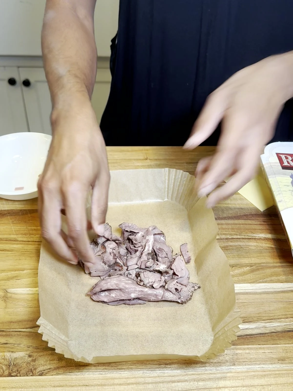 Step photo: portion roast beef