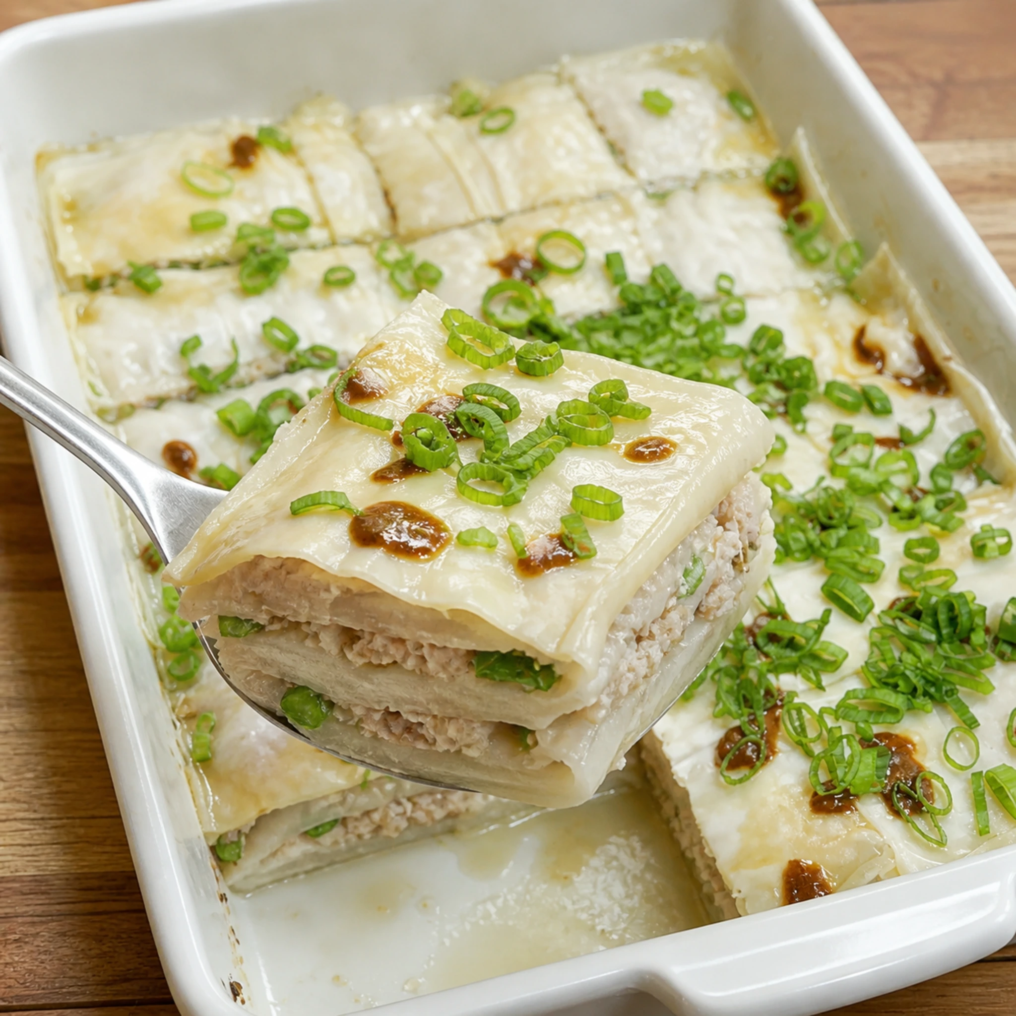 Step photo: lift layered serving polished